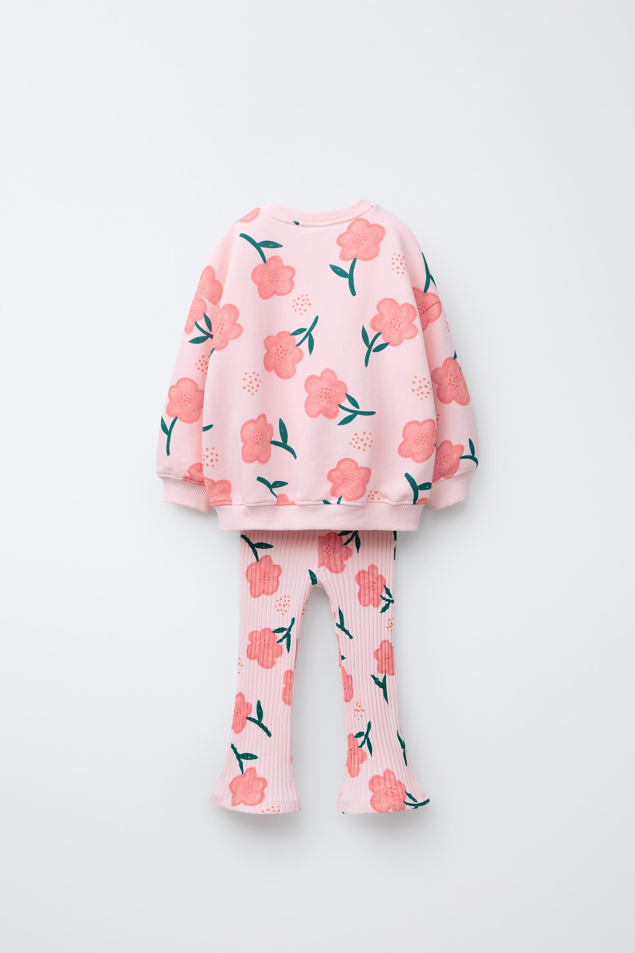 PRINTED RIB FLARE SWEATSHIRT AND LEGGING SET